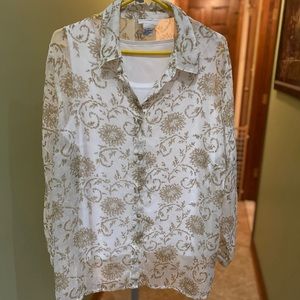 Alfred Dunner Plus size gold/white top